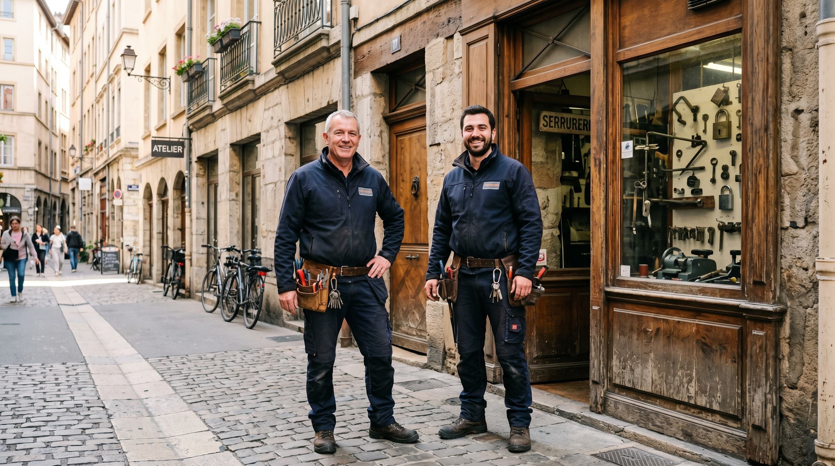 L'équipe AKS, serrurier à Lyon, atelier rue de Créqui