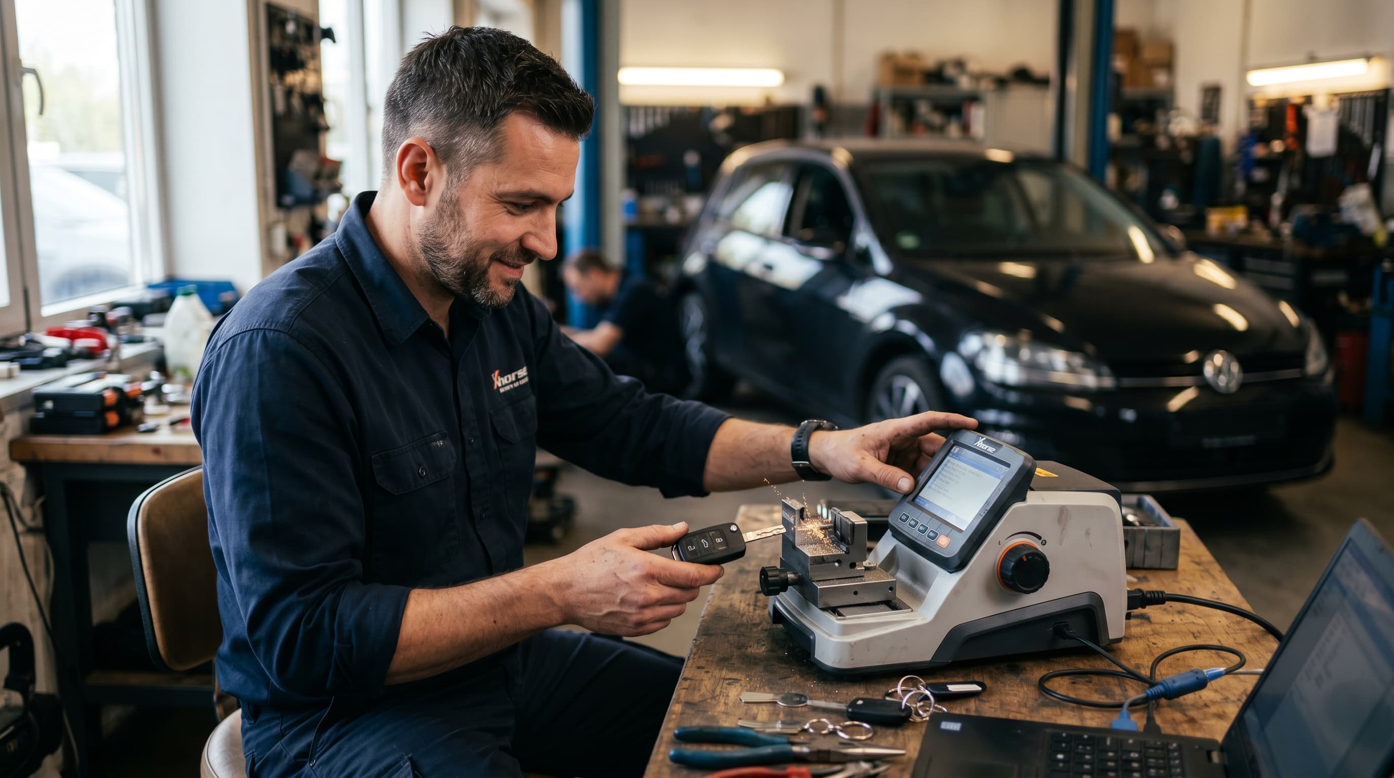 Serrurier automobile à Lyon réalisant une clé de voiture