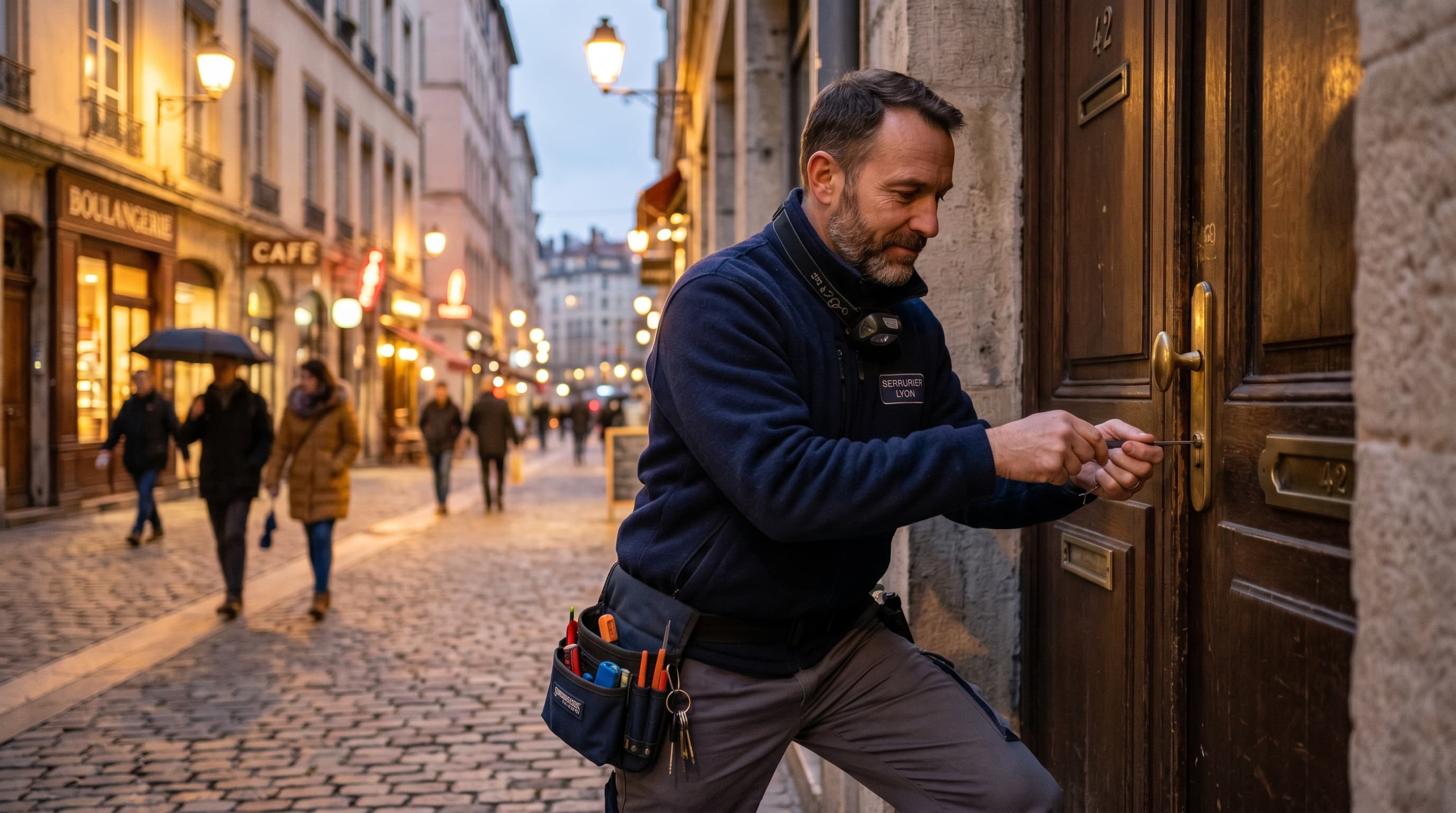 Serrurier AKS en intervention de dépannage 24h/24 dans une rue de Lyon
